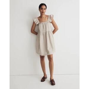 Madewell Women Small Marnay Flutter Sleeve Square Neck Mini Dress Linen Boho